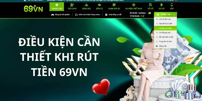 Điều kiện thực hiện rút tiền 69VN